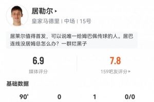 越踢越好！居勒尔数据：4次关键传球1次助攻，4次成功长传3次抢断