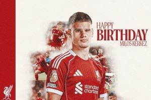  利物浦官方祝凯尔凯兹22岁生日快乐，加盟以来出战15场打进1球