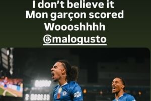  古斯托生涯处子球！科尔维尔社媒调侃：不敢信！我的男孩进球了